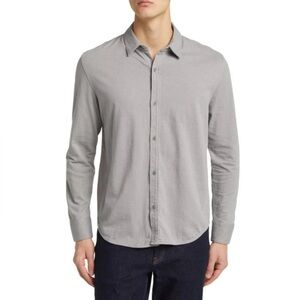 GOODLIFE Mens Sea Wash Long Sleeve Casual Button-up Shirt Alloy Gray Size Large